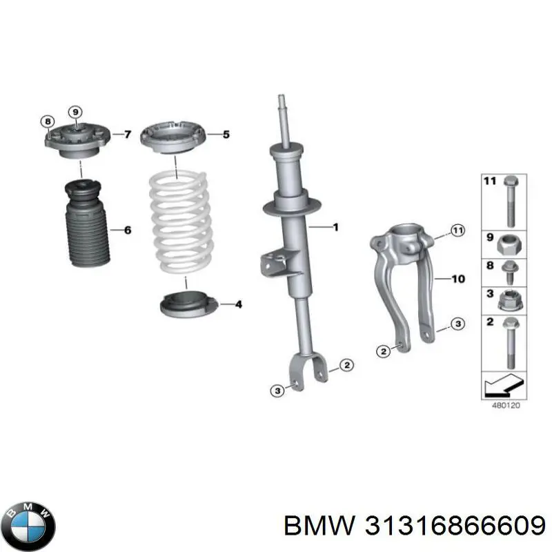 Amortyzator przedni lewy BMW 31316866609 cena, od 131,35 USD