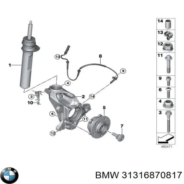 31316870817 BMW Amortyzator przedni lewy