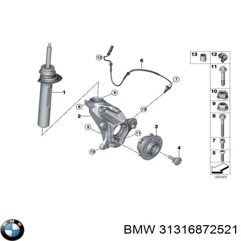 31316872521 BMW Amortyzator przedni lewy