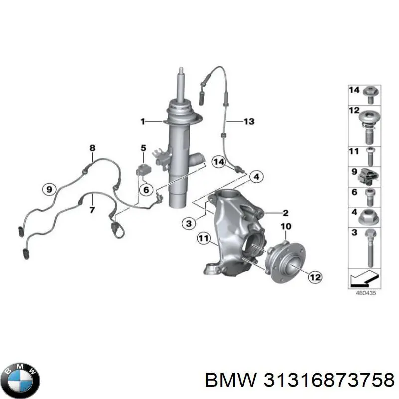 Amortyzator przedni prawy BMW 31316873758 cena, od 72,71 USD
