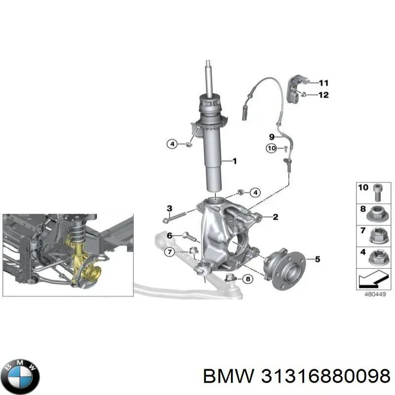 31316870358 BMW Amortyzator przedni prawy
