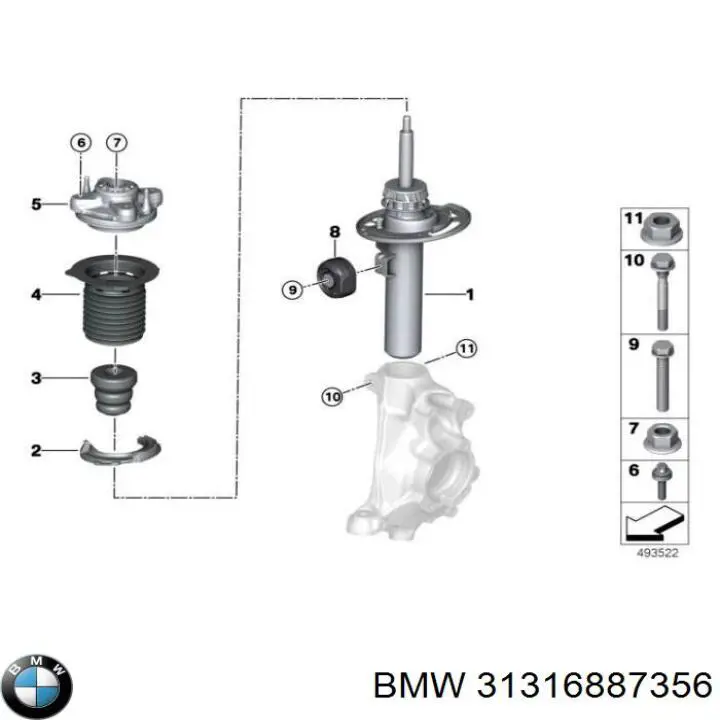 31316887356 BMW Amortyzator przedni prawy