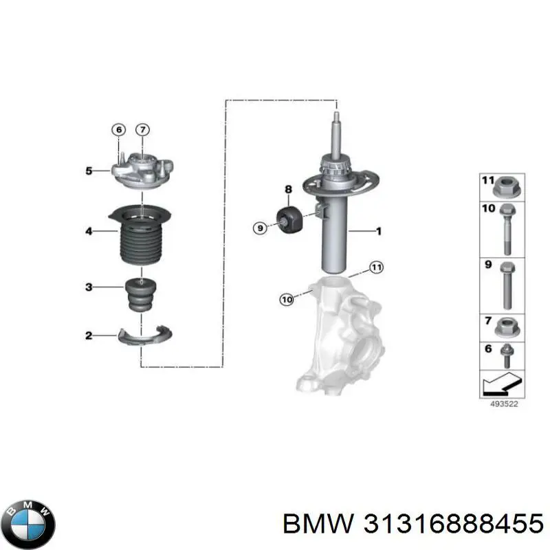 31316888455 BMW Amortyzator przedni lewy