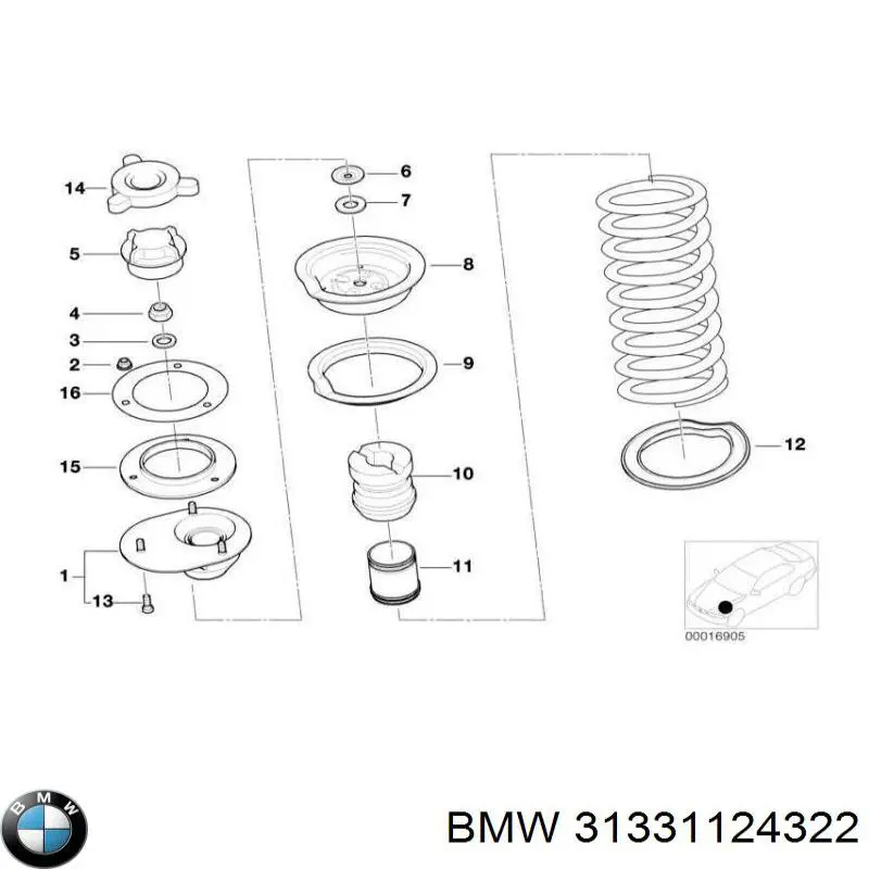 Pierścień gumowy sprężyny przedniej dolny BMW 31331124322 cena, od 6,75 USD