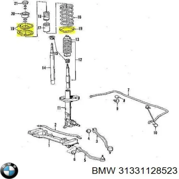 Pierścień gumowy sprężyny przedniej górny BMW 31331128523 cena, od 14,91 USD