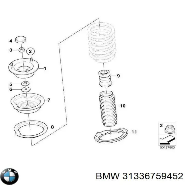 Do koszyka 31336759452 BMW Talerz sprężyny przedniej górny metalowy