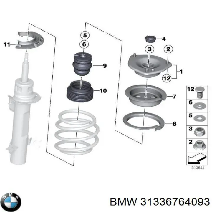 Do koszyka 31336764093 BMW Talerz sprężyny przedniej górny metalowy