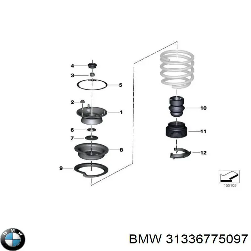 Do koszyka 31336775097 BMW Poduszka amortyzatora przedniego