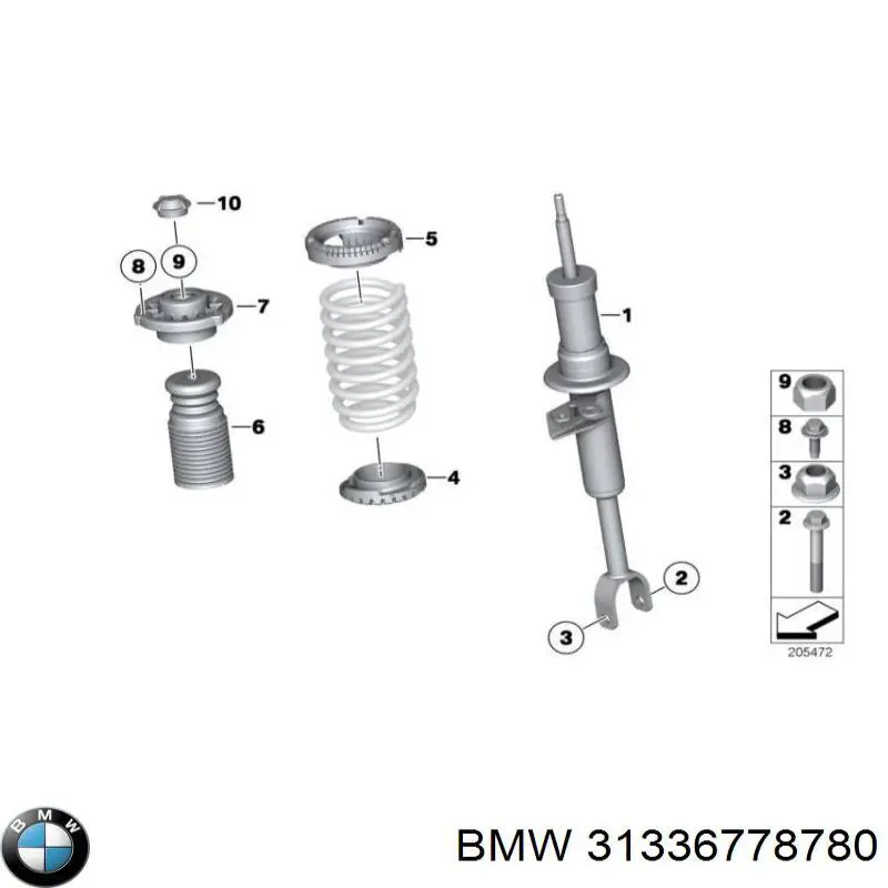31336778780 BMW Odbój amortyzatora przedniego + osłona