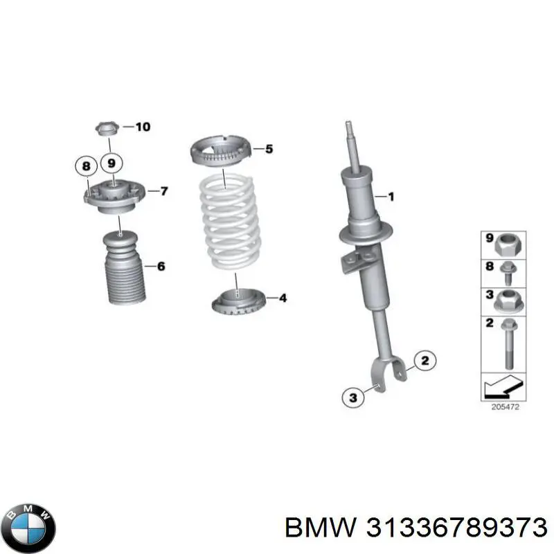 Do koszyka 31336789373 BMW Odbój amortyzatora przedniego + osłona