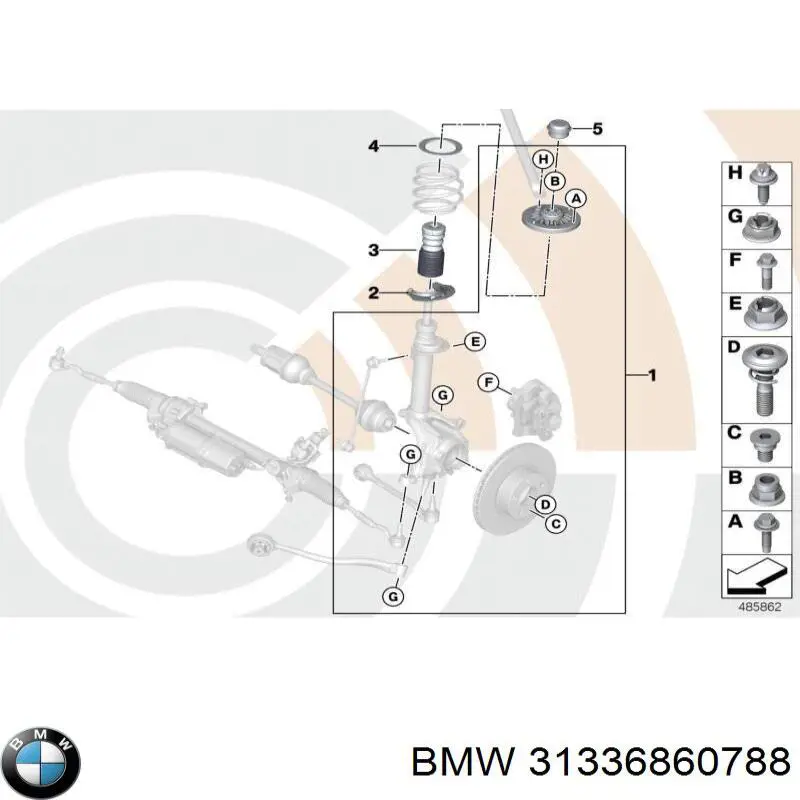 31336860788 BMW Podkładka (pierścień gumowy) sprężyny tylnej dolny