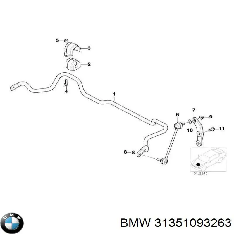 Tuleja stabilizatora przedniego BMW 31351093263 cena, od 4,98 USD