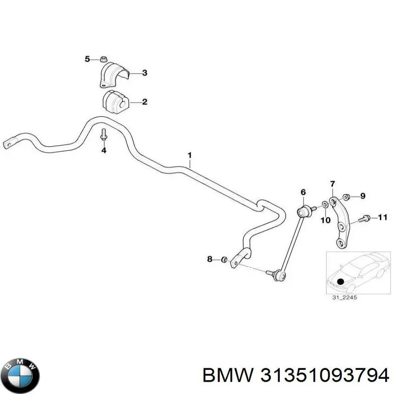 Tuleja stabilizatora przedniego BMW 31351093794 cena, od 60,64 USD