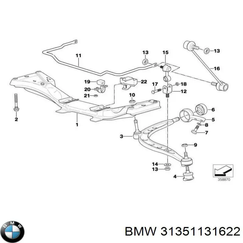 Do koszyka 31351131622 BMW Uchwyt do mocowania tulei stabilizatora przedniego