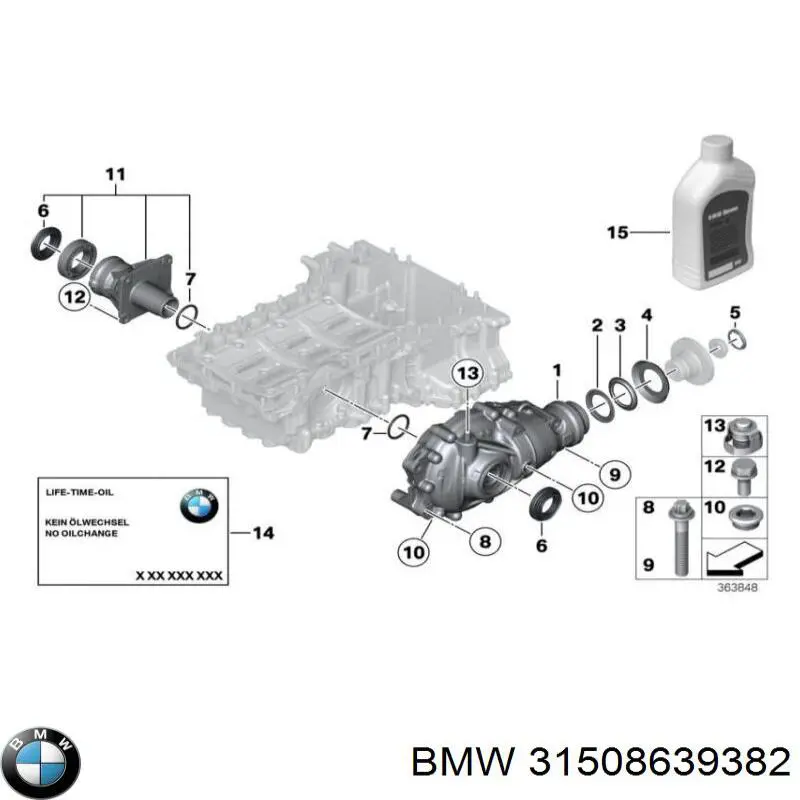 31508639382 BMW Wspornik (trawers) przedniego reduktora prawy