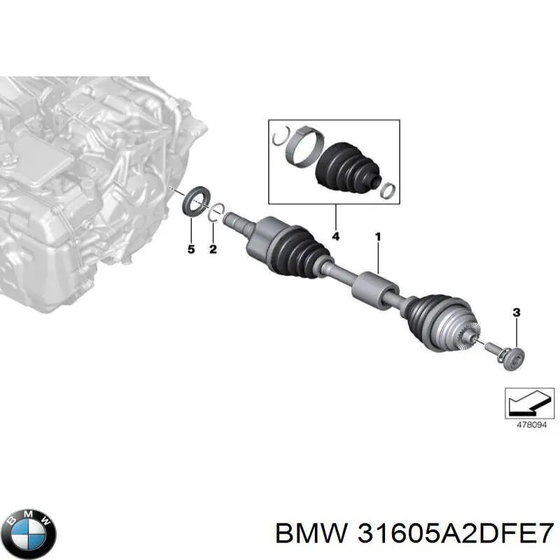 Półoś napędowa przednia lewa BMW 31608661685 cena, od  USD