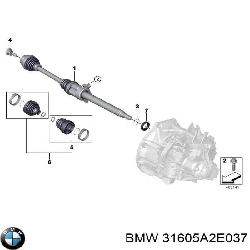 31605A2E037 BMW Półoś napędowa przednia lewa