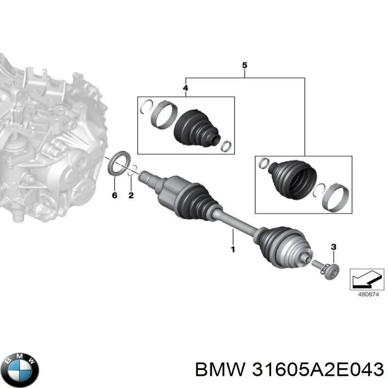 31605A2E043 BMW Półoś napędowa przednia lewa