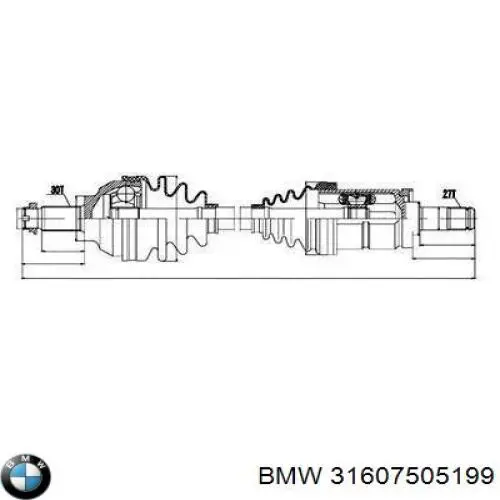 Do koszyka 31607505199 BMW Półoś napędowa przednia lewa