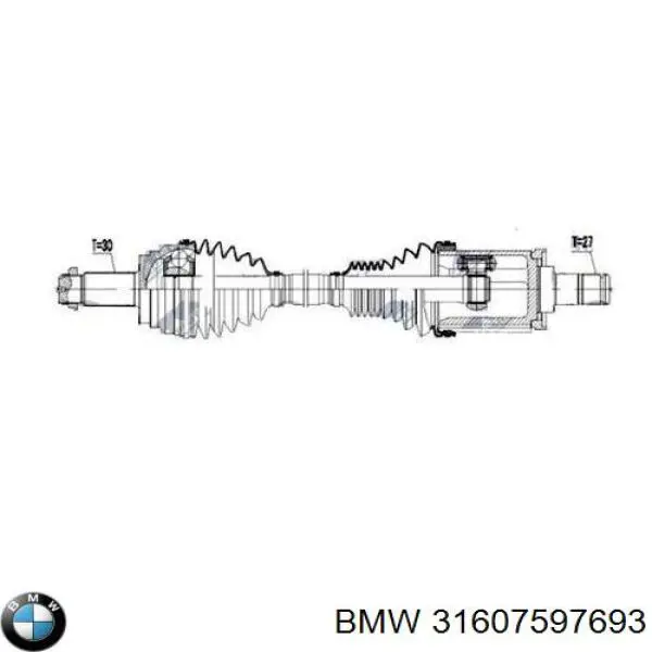 31607597693 BMW Półoś napędowa przednia lewa