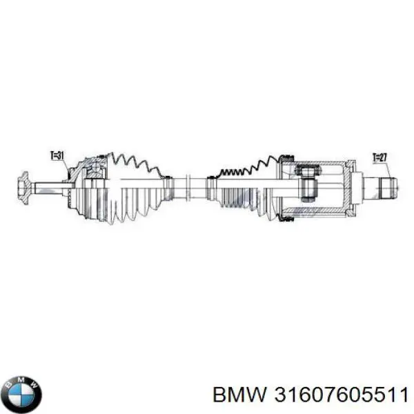 Półoś napędowa przednia lewa BMW 31607605511 cena, od 138,15 USD