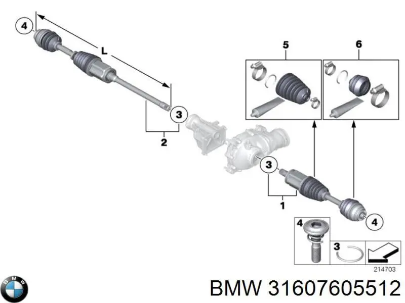 31607605512 BMW Półoś napędowa przednia prawa