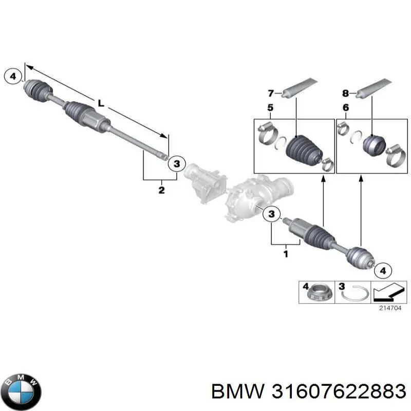 31607622883 BMW Półoś napędowa przednia lewa