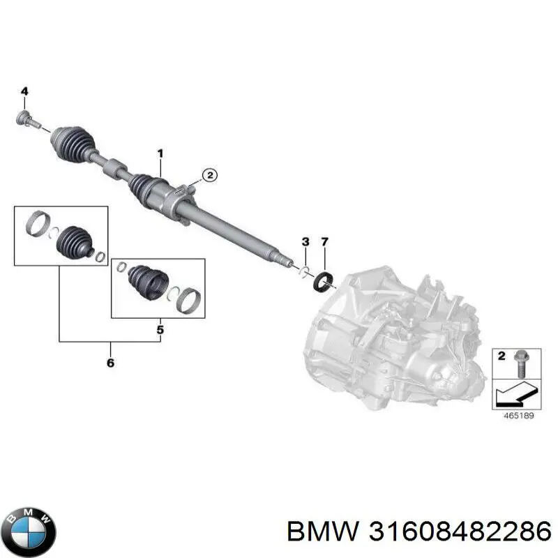31608482286 BMW Półoś napędowa przednia prawa
