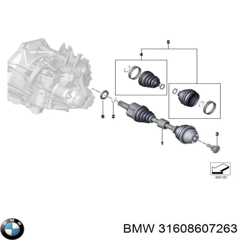 31608607263 BMW Półoś napędowa przednia lewa