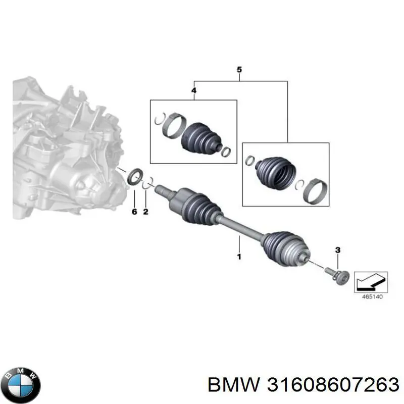 Półoś napędowa przednia lewa BMW 31608607263 cena, od 268,22 USD