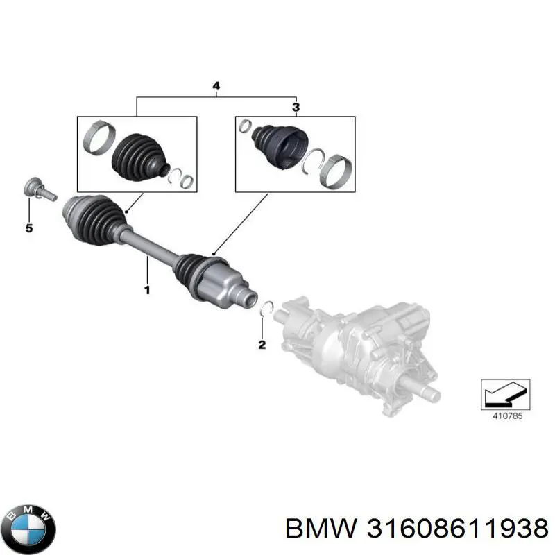 31608611938 BMW Półoś napędowa przednia prawa