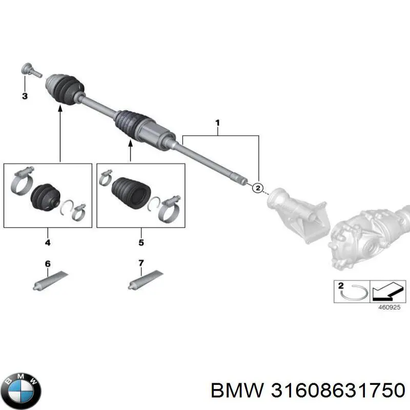 31608631750 BMW półoś napędowa przednia prawa