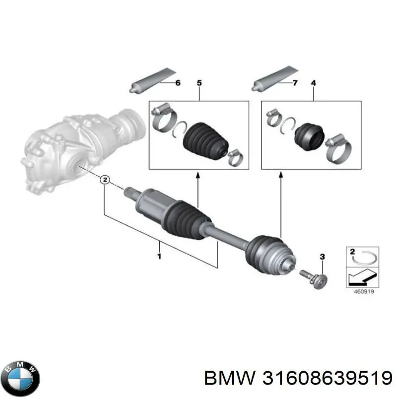Półoś napędowa przednia lewa BMW 31608639519 cena, od 183,52 USD