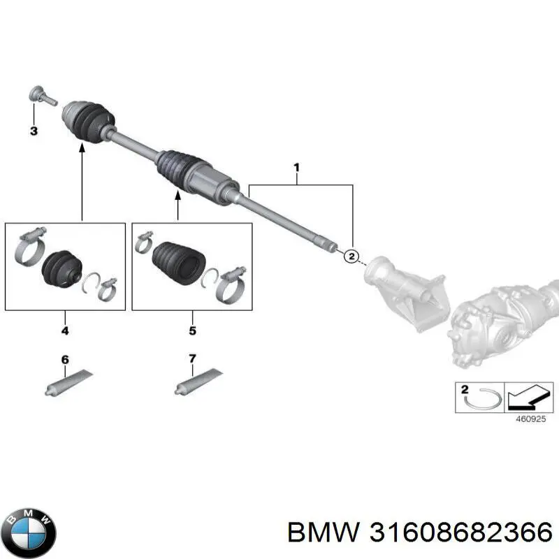 31608682366 BMW Przegub homokinetyczny wewnętrzny przedni prawy