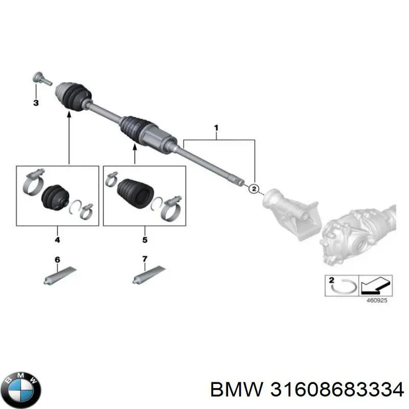 Półoś napędowa przednia prawa BMW 31608683334 cena, od 125,20 USD