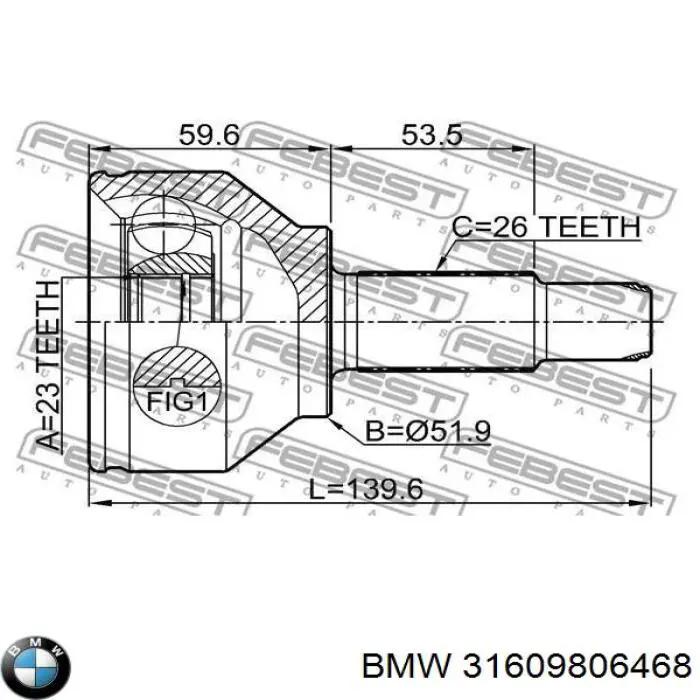 Półoś napędowa przednia prawa BMW 31609806468 cena, od 151,24 USD