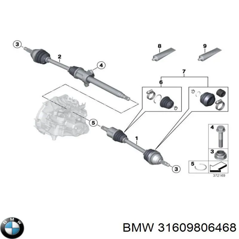 31609806468 BMW Półoś napędowa przednia prawa