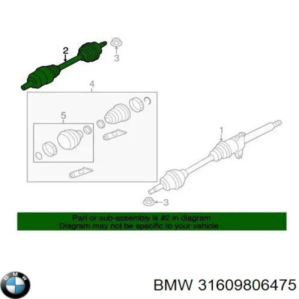 31609806475 BMW Półoś napędowa przednia lewa