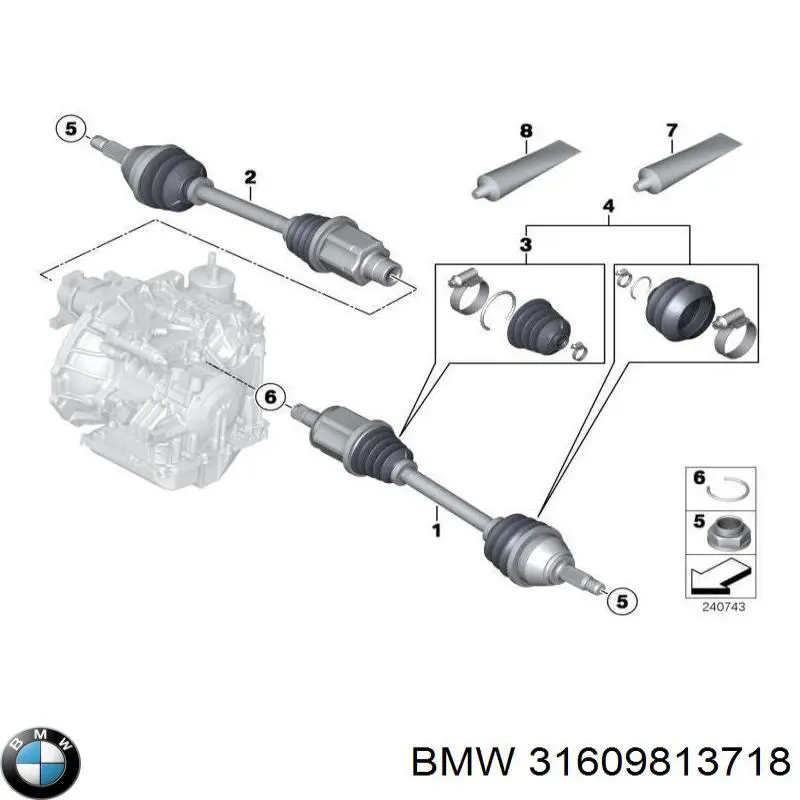 31609813718 BMW Półoś napędowa przednia prawa