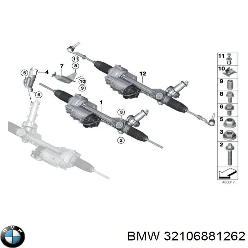 Listwa kierownicza (maglownica) BMW 32106881262 cena, od 213,32 USD