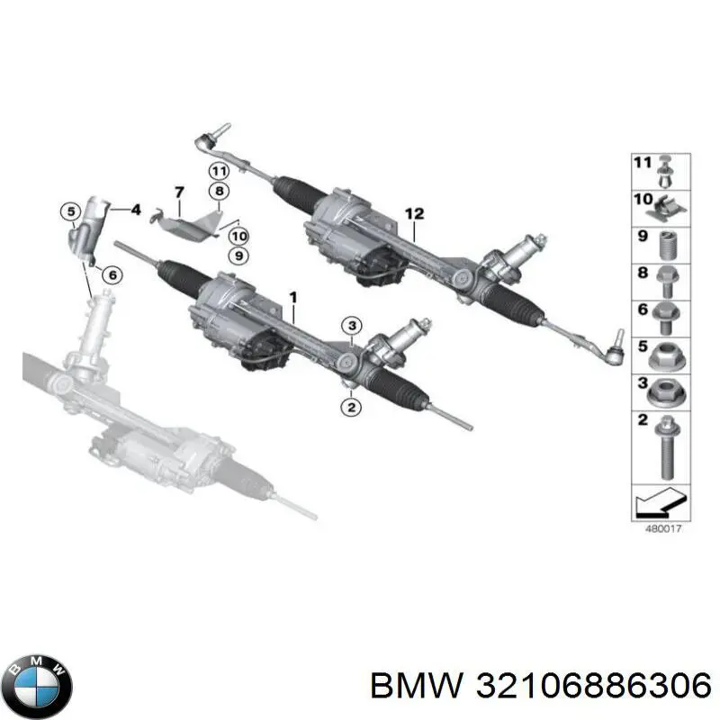 32106886306 BMW Listwa kierownicza (maglownica)