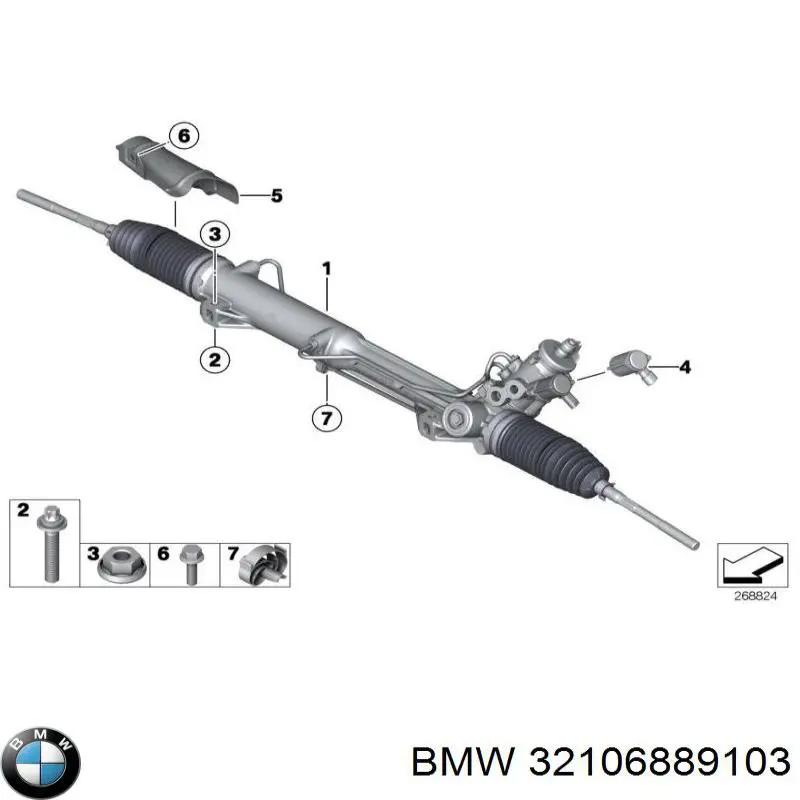 Listwa kierownicza (maglownica) BMW 32106868880 cena, od 213,32 USD