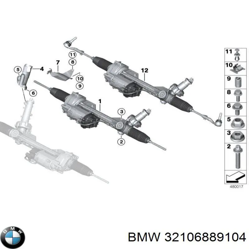 32106889104 BMW Listwa kierownicza (maglownica)
