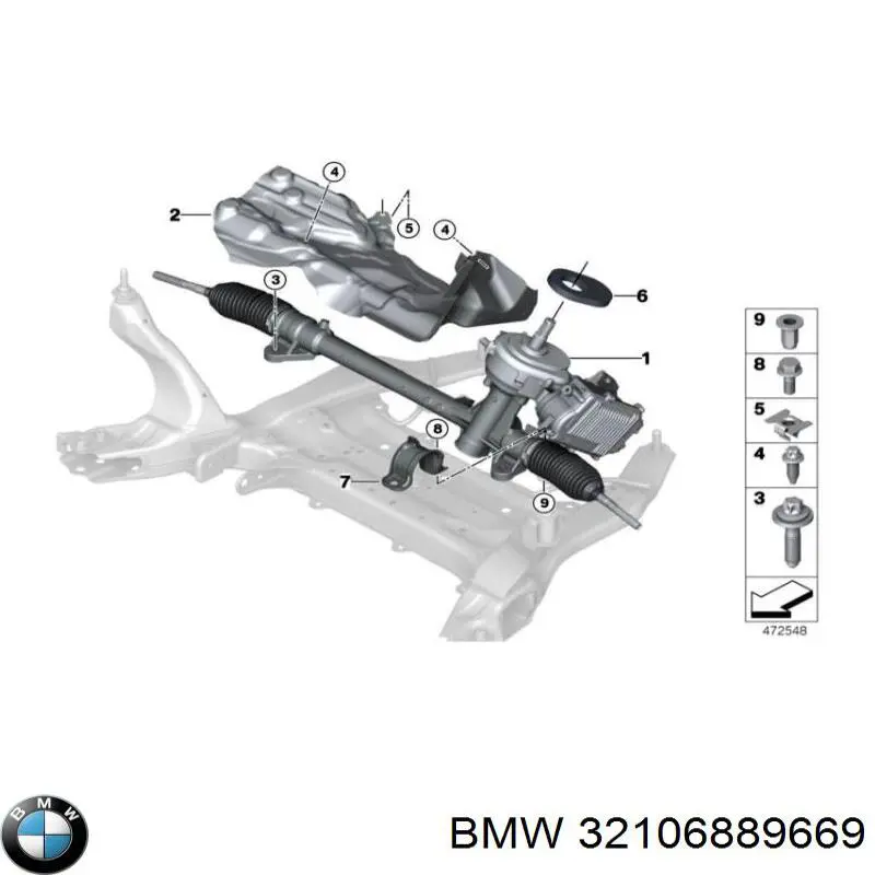 32105A12BD7 BMW listwa kierownicza (maglownica)