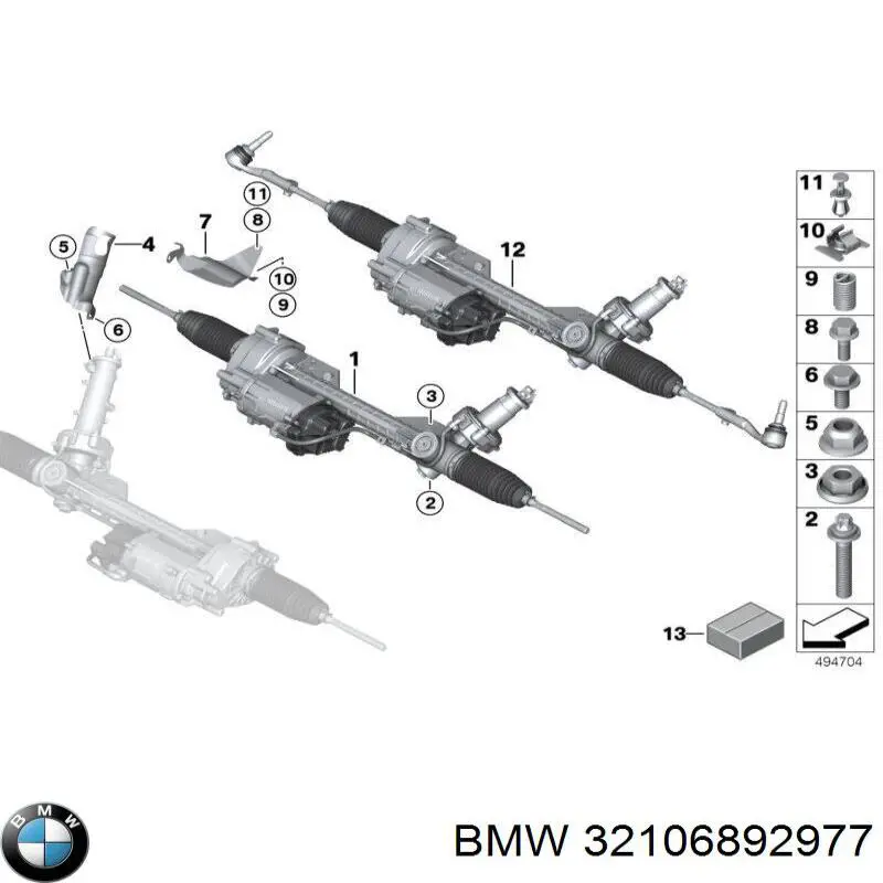 32106892977 BMW listwa kierownicza (maglownica)