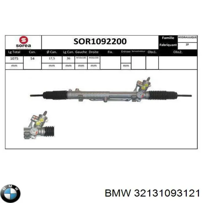 Listwa kierownicza (maglownica) BMW 32131093121 cena, od 372,02 USD