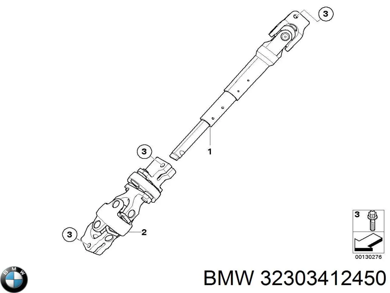 Wał kolumny kierowniczej dolny BMW 32303412450 cena, od 141,31 USD