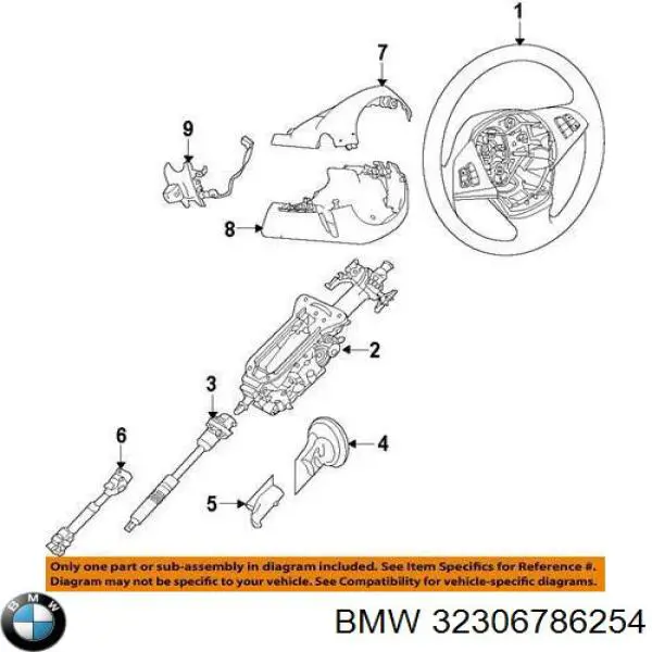 Kolumna (wał) kierownicza (kierownicy) BMW 32306786254 cena, od 190,69 USD