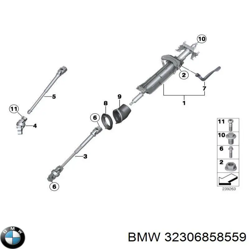 32306858559 BMW Kolumna (wał) kierownicza (kierownicy)