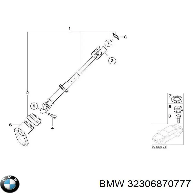 32306763722 BMW Wał kolumny kierowniczej dolny